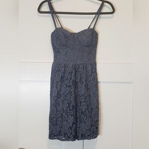 Abercrombie & Fitch Blue Lace Corset Mini Dress Size XS Adj Straps Pockets Y2K